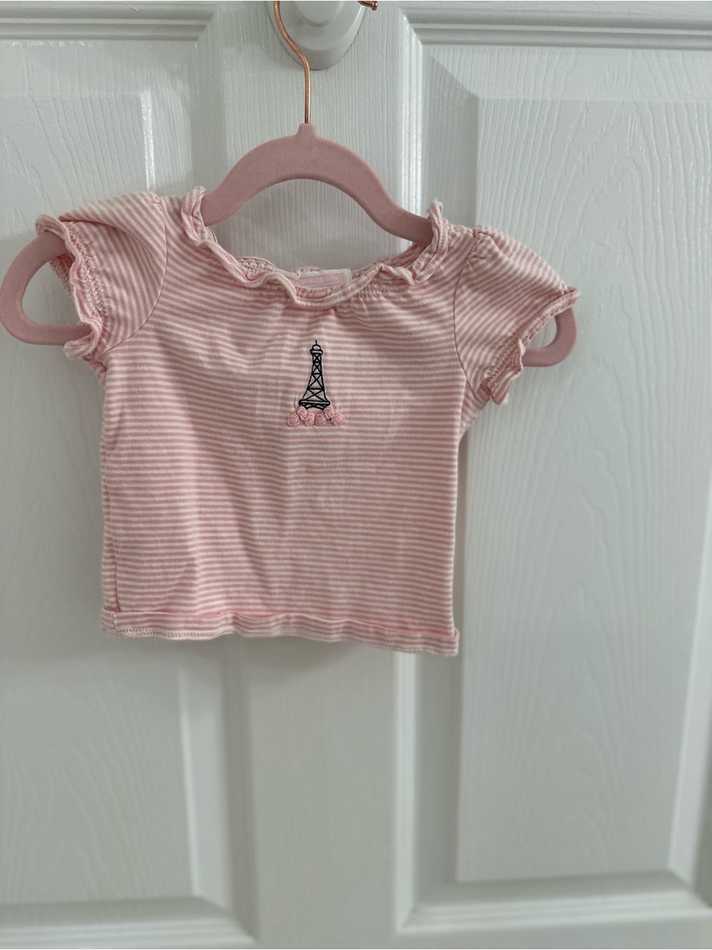 Janie and Jack Pink Striped Ruffle Sleeve Baby Top